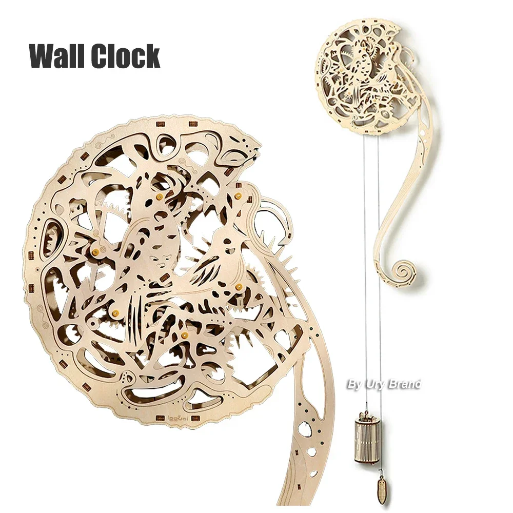 Wooden Clock Puzzle Mechanical Pendulum - Zestaw DIY Drewniany Puzzle 3D Sowa