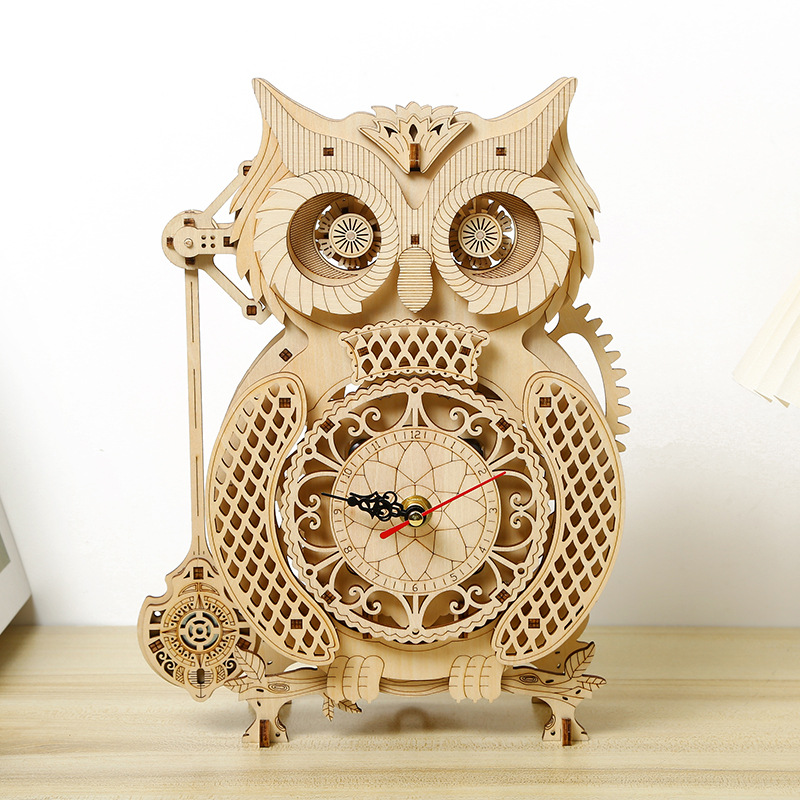 Wooden Clock Puzzle Mechanical Pendulum - Drewniany model zegara wahadłowego w kształcie