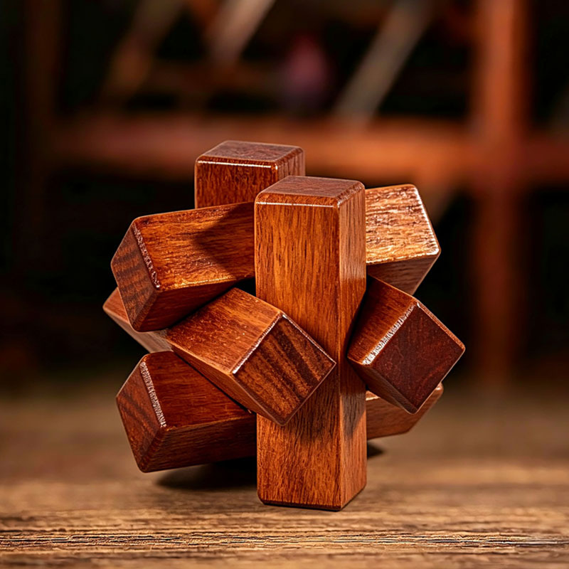 3D Wooden Mechanical Puzzle Marble Run - Drewniana układanka z węzłami, trening IQ,
