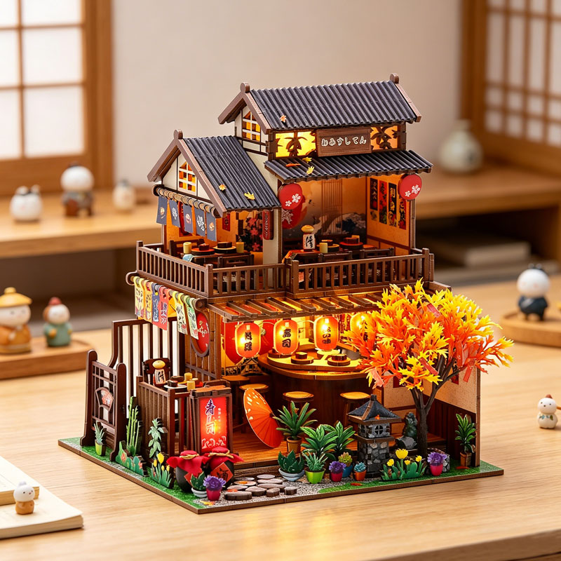 Miniature Led Light Kit For Dollhouse - Japońska Izakaya Sushi Restauracja DIY Miniaturowy