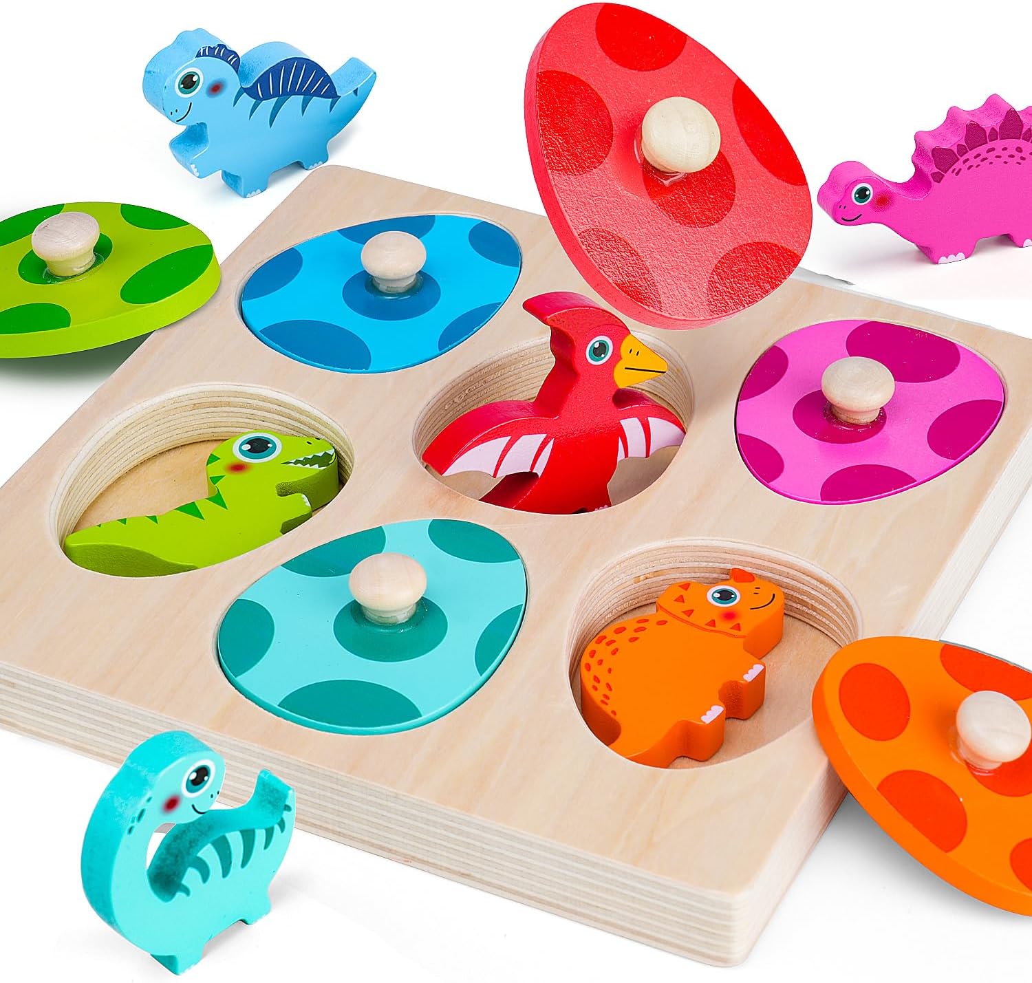 3D Wooden Mechanical Puzzle Marble Run - Drewniane puzzle dinozaurów zabawki Montessori Peg