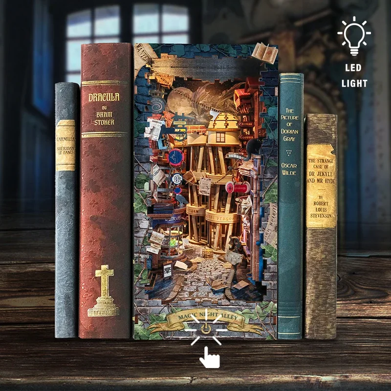 NOWOŚĆ Retro DIY Drewniana pół – Book Nook Shelf Insert Alley Diy recenzja i cena