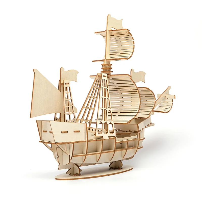 Drewniane puzzle 3D żaglówka,  – 3D Wooden Mechanical Puzzle Marble Run recenzja i cena