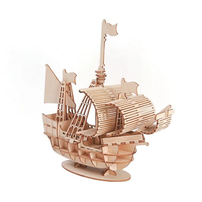 Drewniane puzzle 3D żaglówka,  – 3D Wooden Mechanical Puzzle Marble Run recenzja i cena