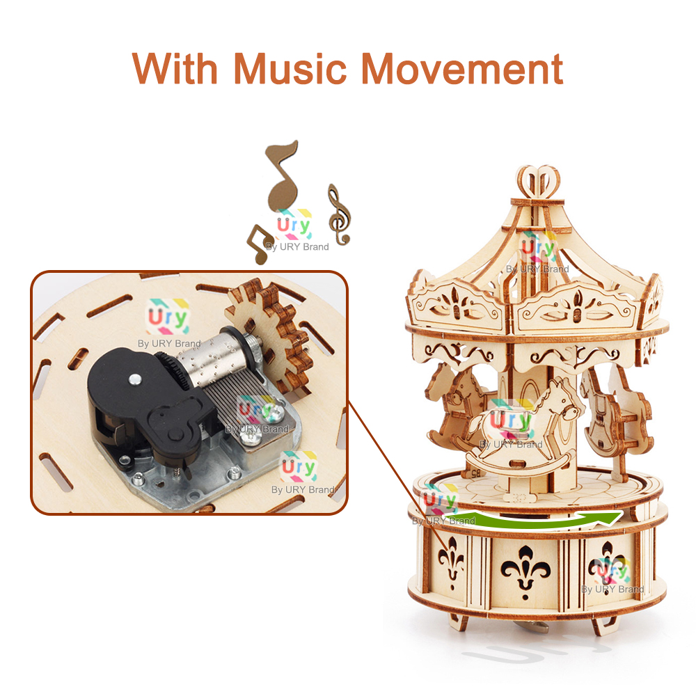 Obrotowe, składane puzzle 3D K – Music Box Wooden 3D Puzzle Rotating recenzja i cena