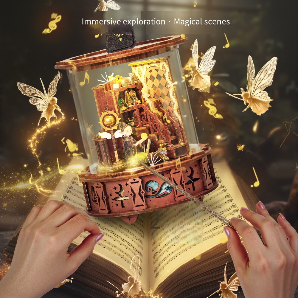 Magiczne Pozytywka 360 °   Zab – Music Box Wooden 3D Puzzle Rotating recenzja i cena