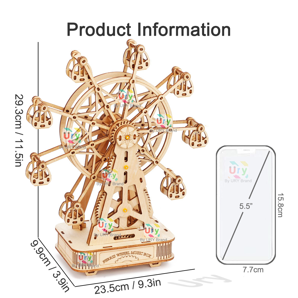 Obrotowe, składane puzzle 3D D – Music Box Wooden 3D Puzzle Rotating recenzja i cena