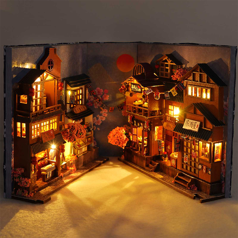 Japońskie Retro DIY Drewniane  – Book Nook Shelf Insert Alley Diy recenzja i cena