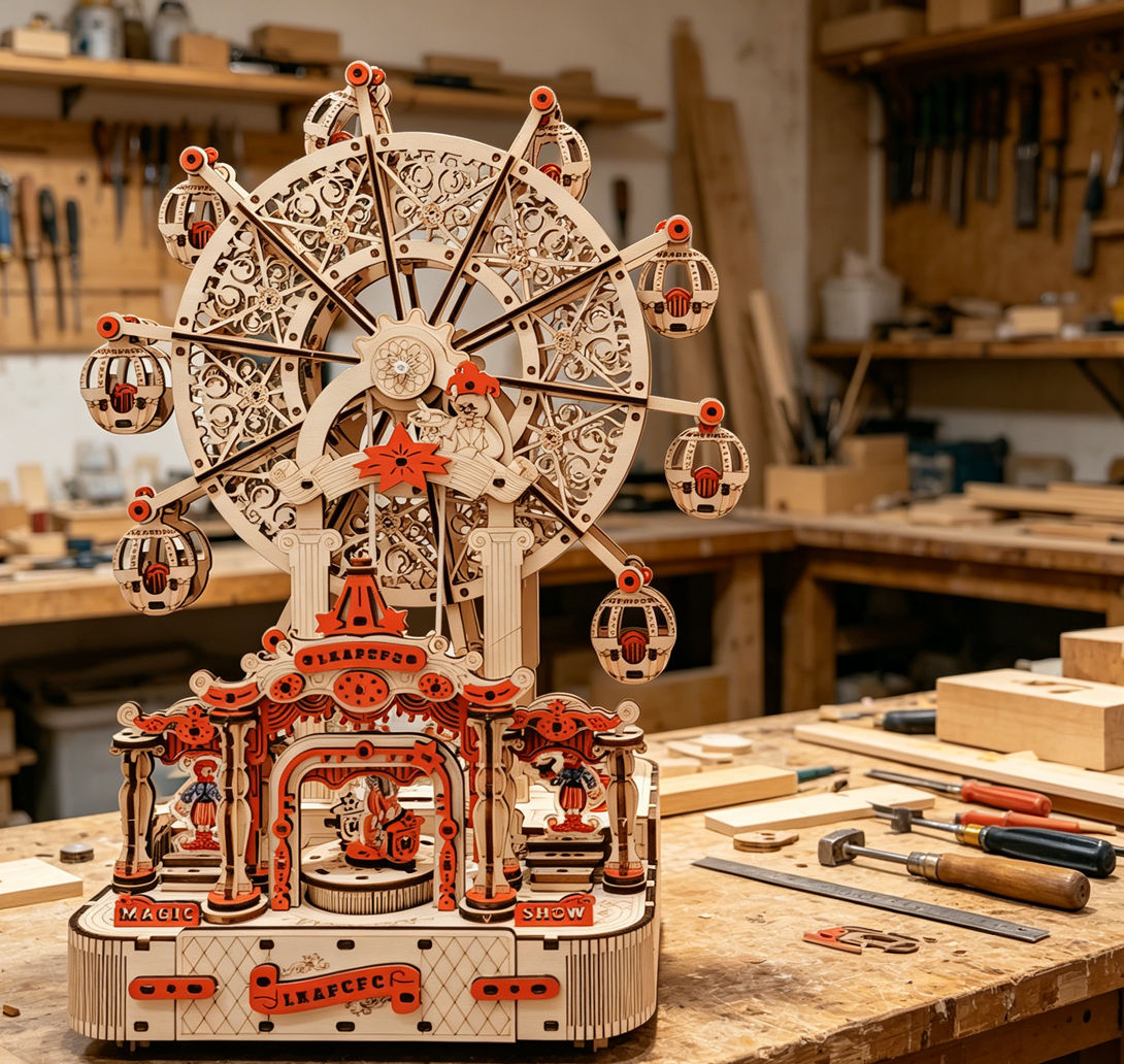 DIY Koło Młyńskie 3D Drewniane – Music Box Wooden 3D Puzzle Rotating recenzja i cena