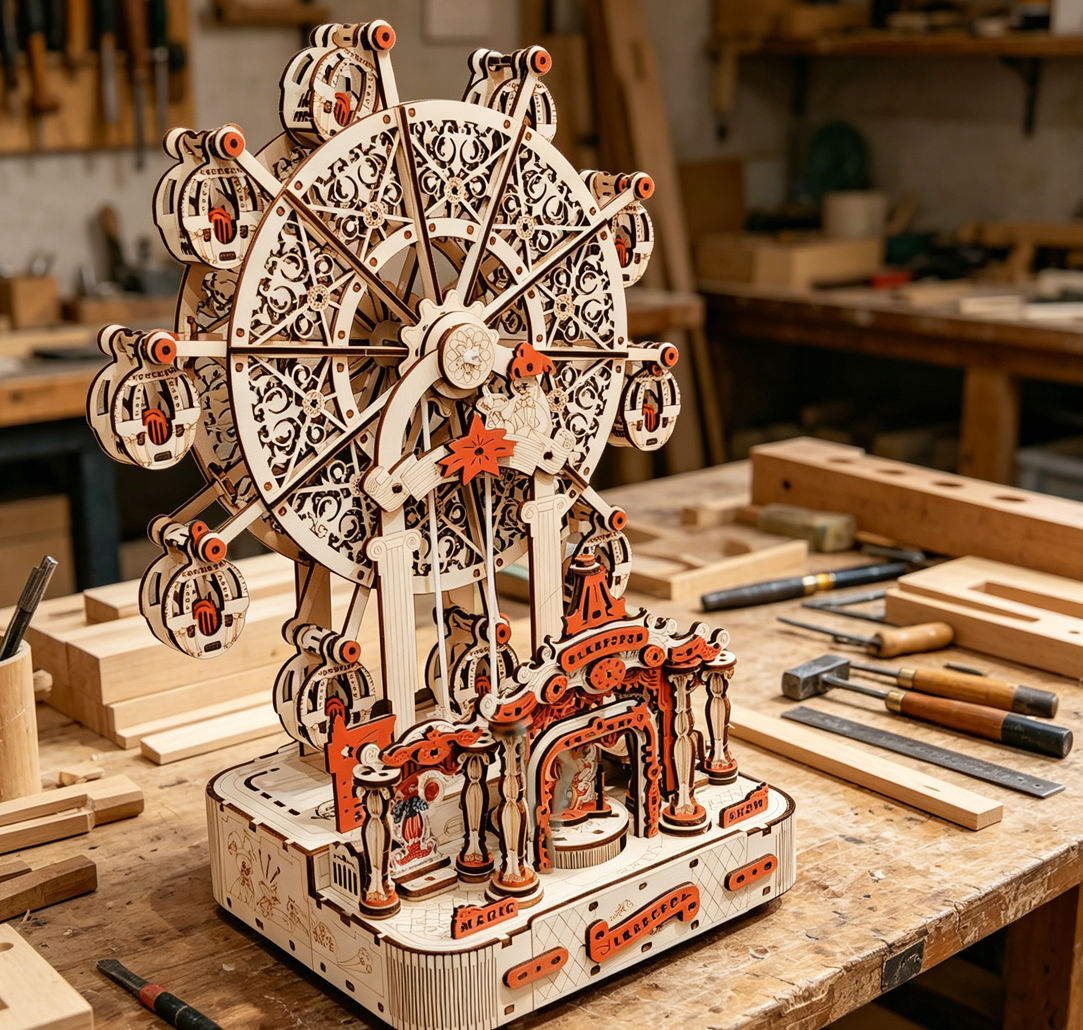 DIY Koło Młyńskie 3D Drewniane – Music Box Wooden 3D Puzzle Rotating recenzja i cena