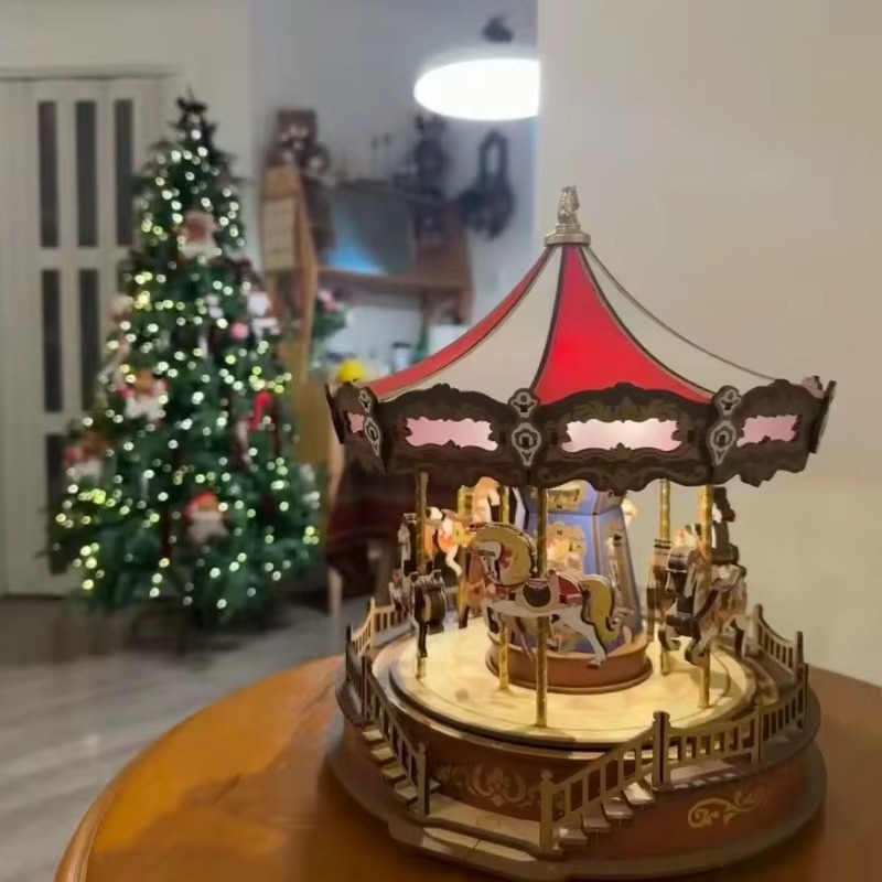 Halloweenowa karuzela 3D DIY d – Music Box Wooden 3D Puzzle Rotating recenzja i cena