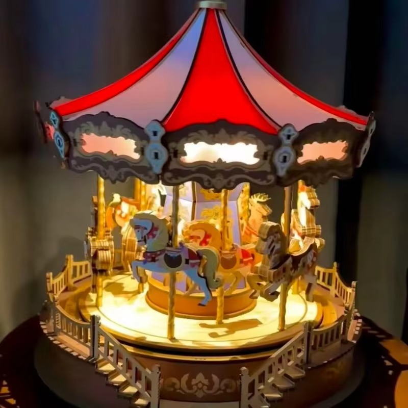 Halloweenowa karuzela 3D DIY d – Music Box Wooden 3D Puzzle Rotating recenzja i cena