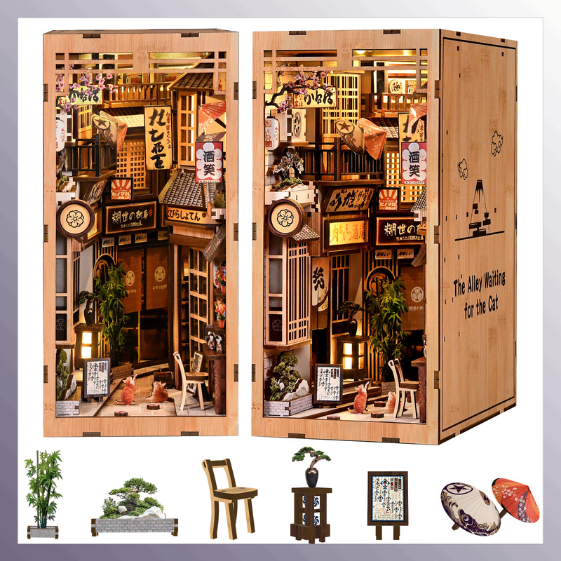 Zestaw DIY Drewniany Narożnik  – Book Nook Shelf Insert Alley Diy recenzja i cena