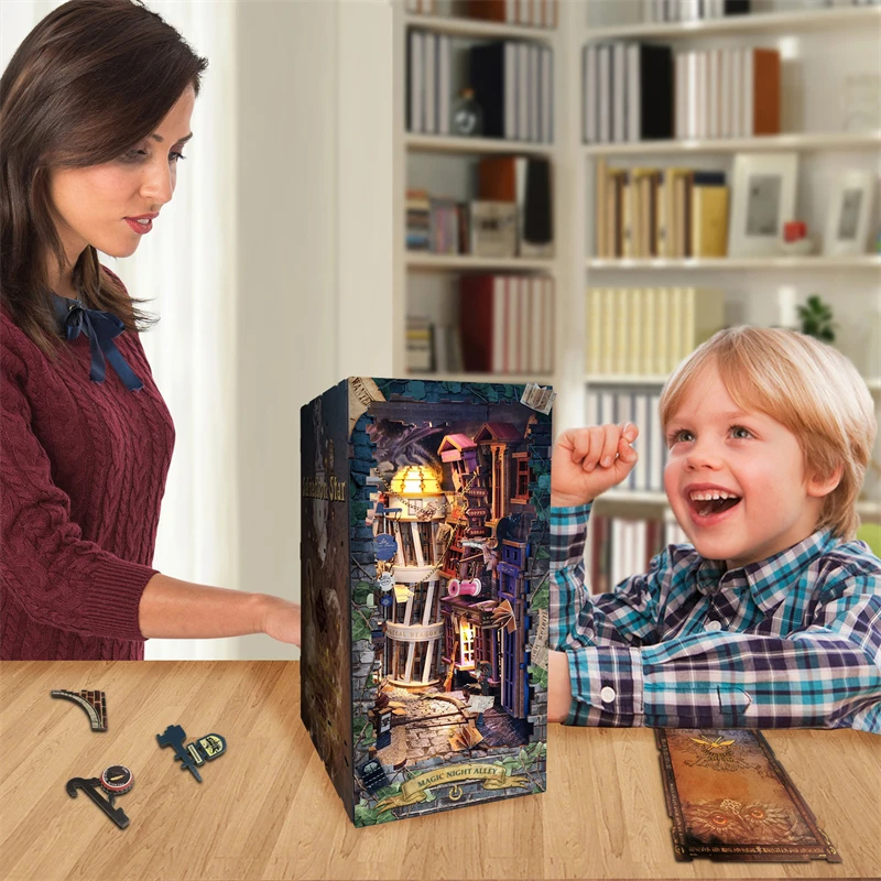 Nowe Retro DIY Drewniane Minia – Book Nook Shelf Insert Alley Diy recenzja i cena