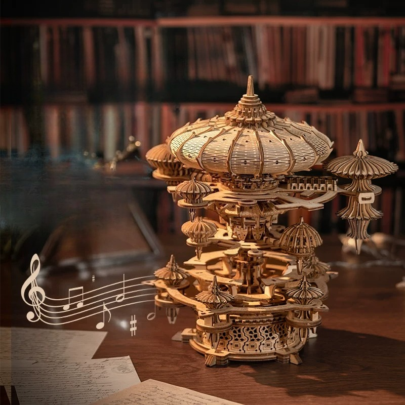 Drewniana pozytywka 3D z motyw – Music Box Wooden 3D Puzzle Rotating recenzja i cena