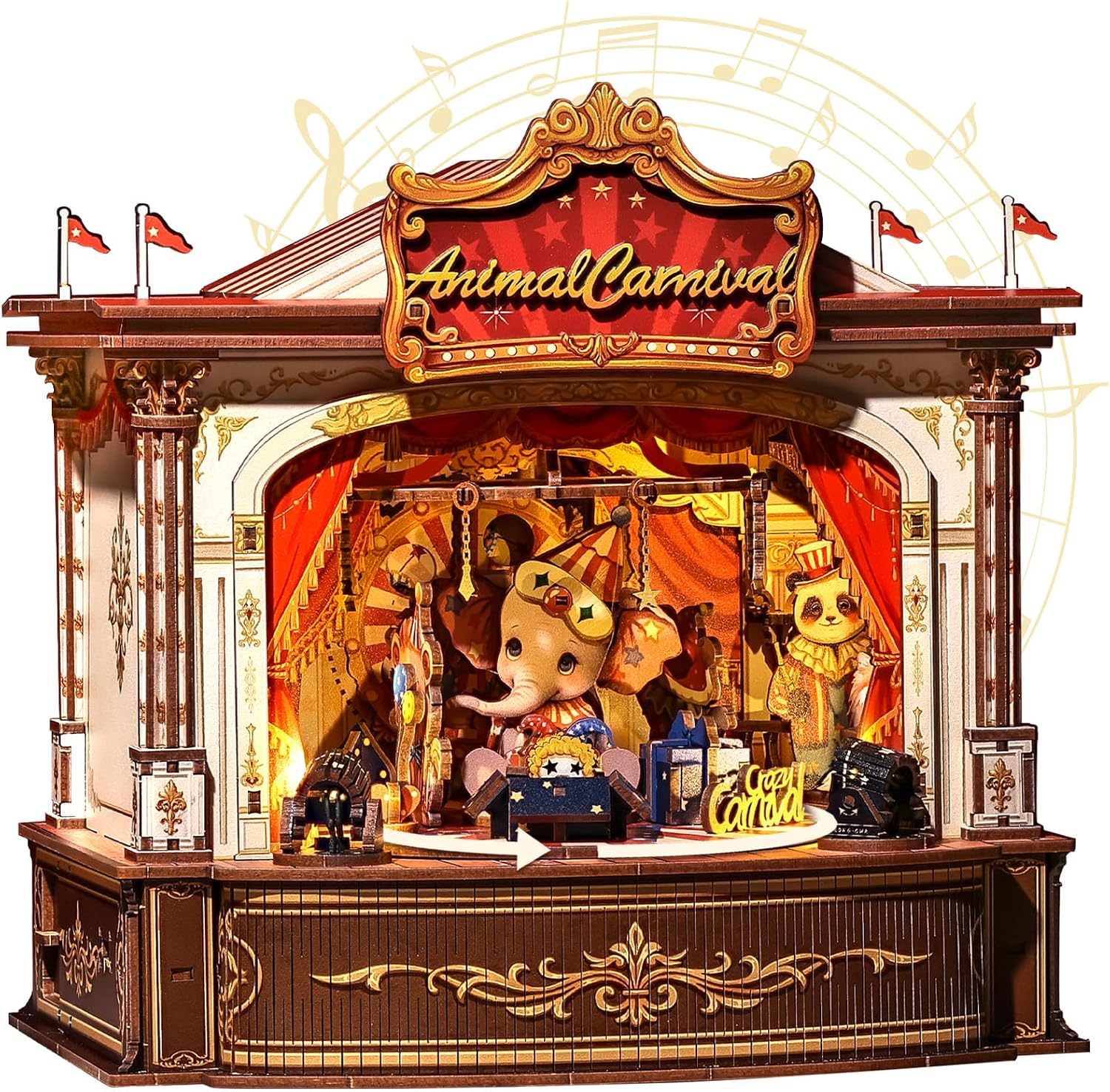 Drewniane puzzle 3D z pozytywk – Music Box Wooden 3D Puzzle Rotating recenzja i cena
