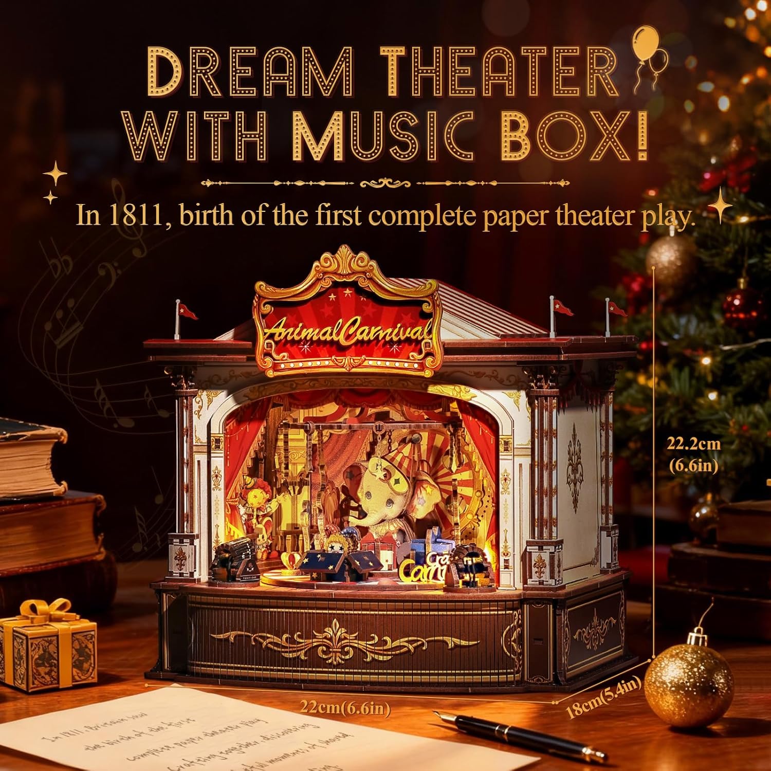 Drewniane puzzle 3D z pozytywk – Music Box Wooden 3D Puzzle Rotating recenzja i cena
