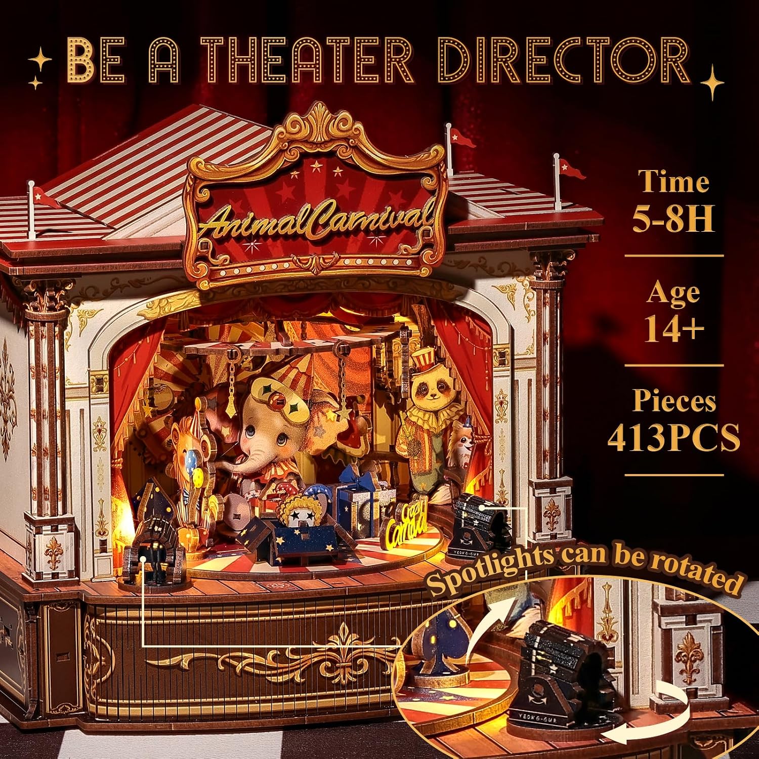 Drewniane puzzle 3D z pozytywk – Music Box Wooden 3D Puzzle Rotating recenzja i cena