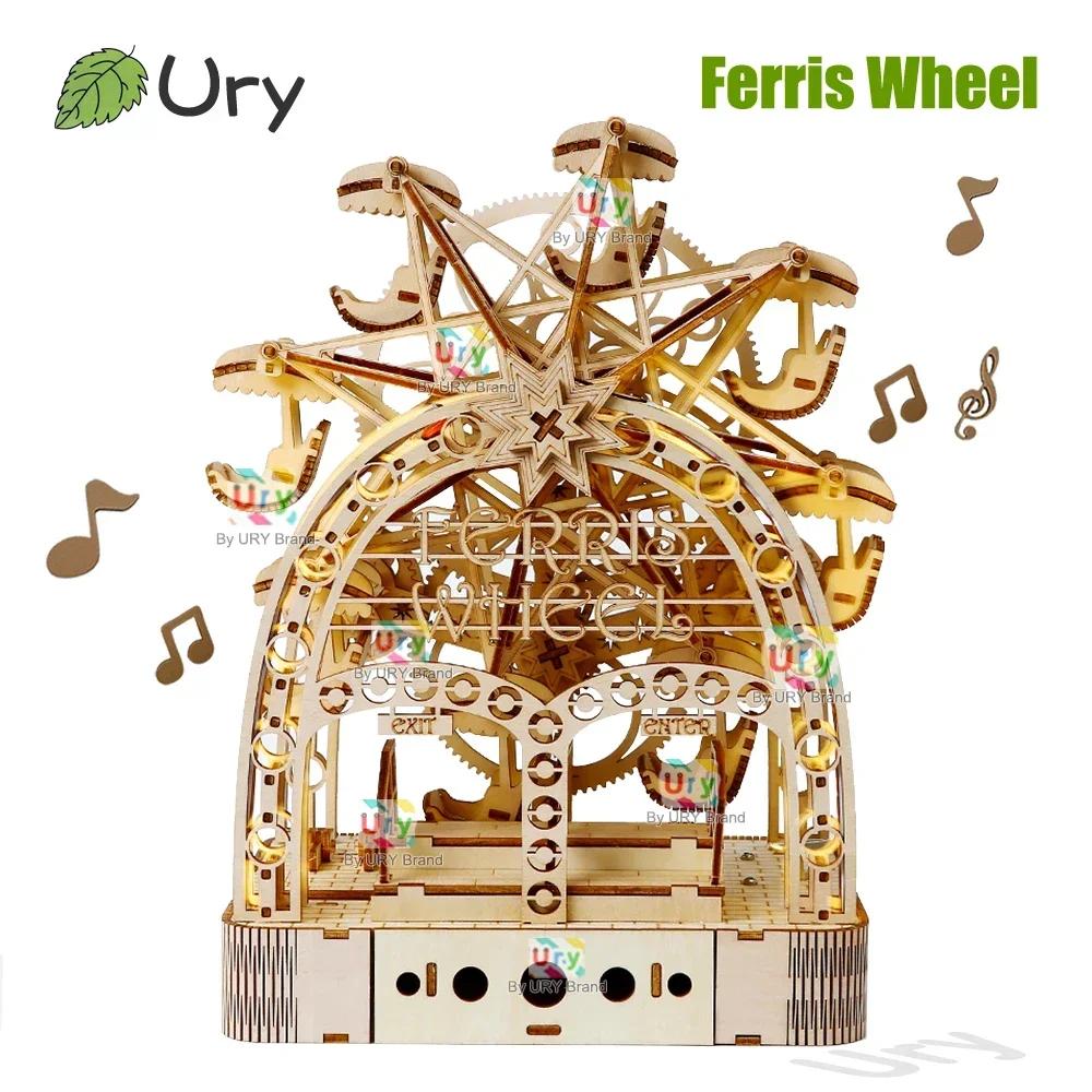 Ury 3D drewniane puzzle Led rę – Music Box Wooden 3D Puzzle Rotating recenzja i cena